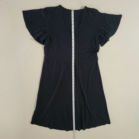 Maurice's Black V-neck A-line Flutter Sleeve Dress - Picture 8 of 15